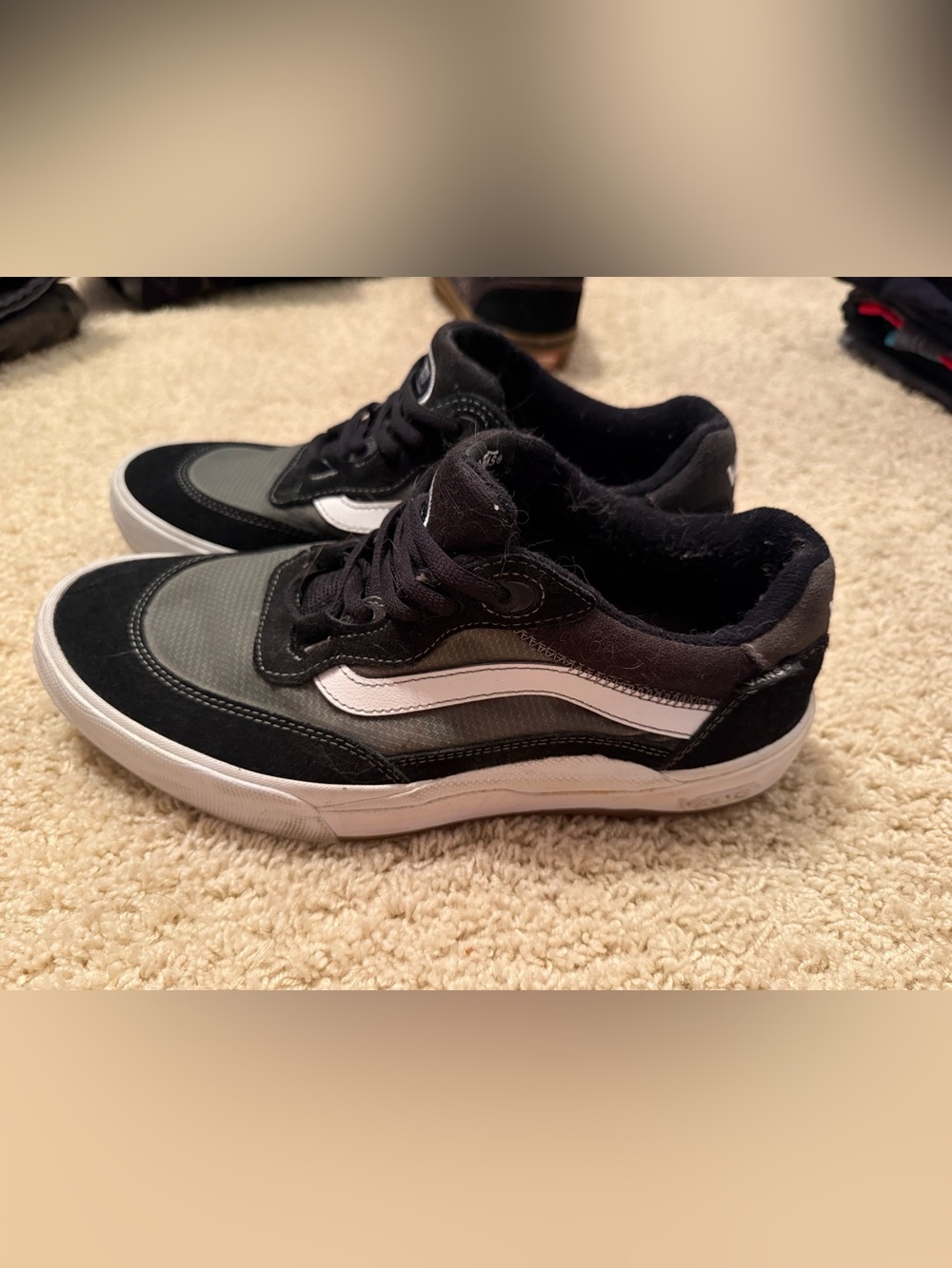 Vans Black and Gray Low-Top Skate Sneakers with White Side Stripe